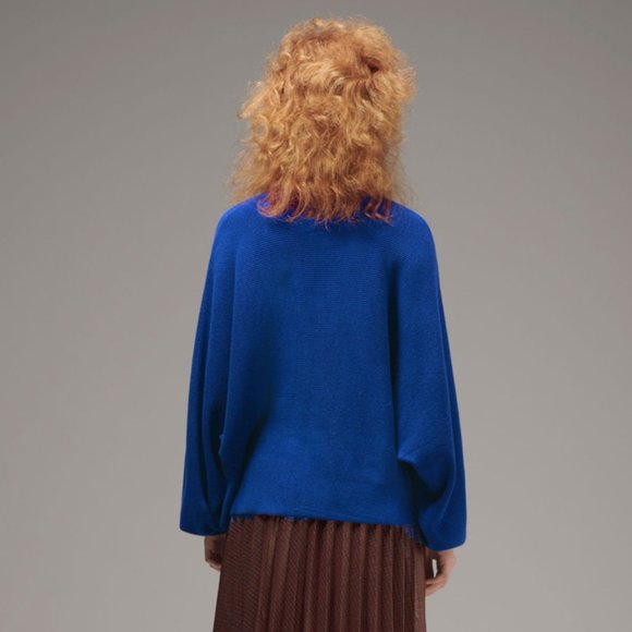 Ladies' Mock Collar Sweater COBALT BLUE (LYK-011) - Picture 4 of 5